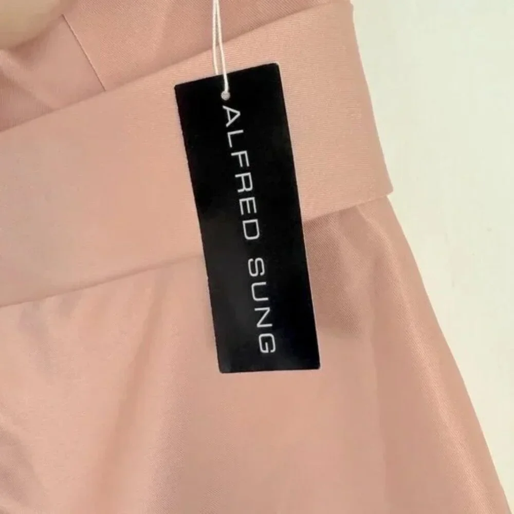 NWT Alfred Sung Draped One-Shoulder Satin Maxi Dress in Toasted Sugar Size 8 NEW - Picture 6 of 15